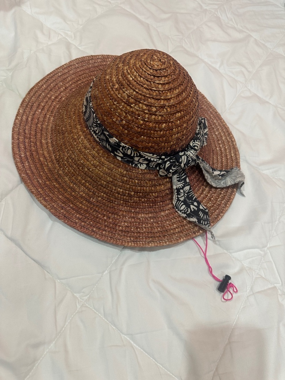 Women’s Brown Straw Sun Hat with Black Floral Band